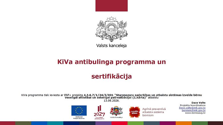 KiVa antibulinga programma un sertifikacija